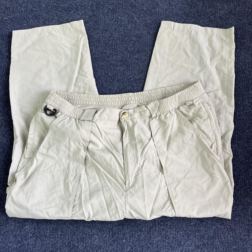 Vintage 90 Bimini Bay Pants Mens XL Beige Nylon Convertible Elastic Waist Hiking